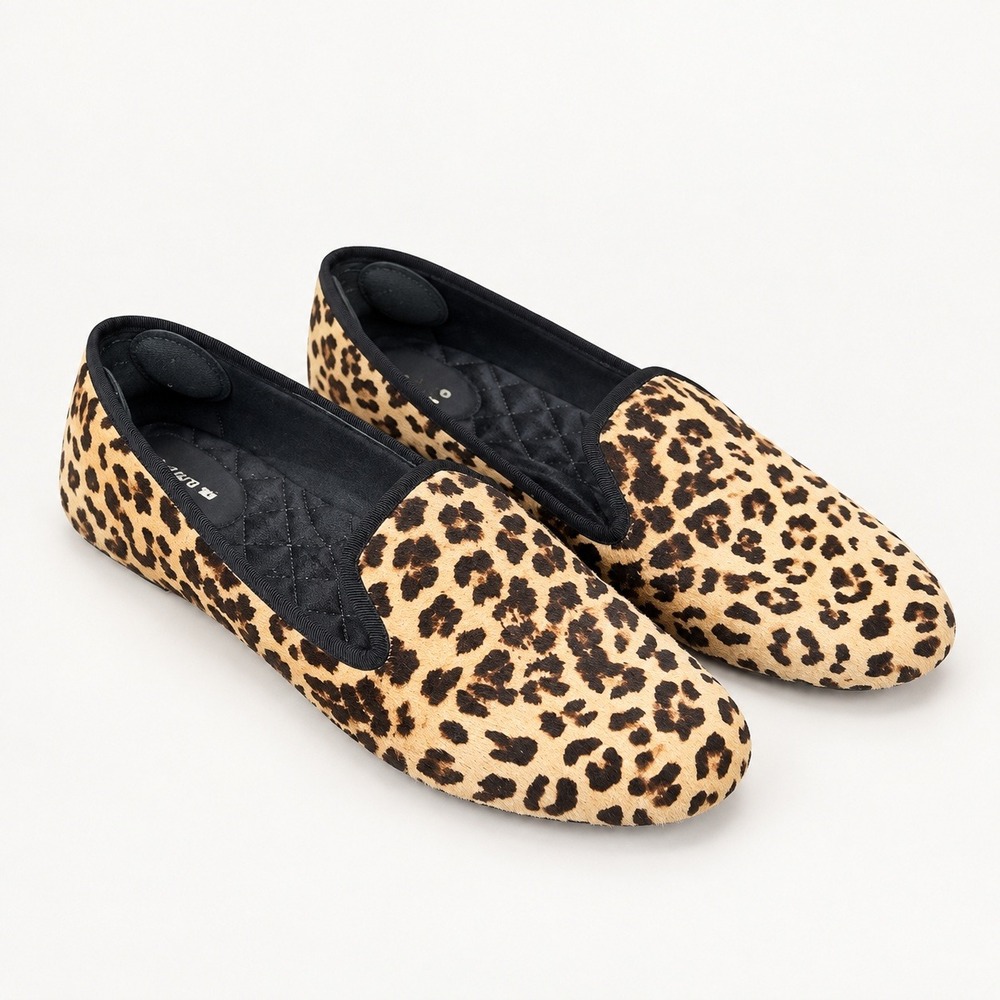 Birdies The Starling Leopard Calf Hair Loafers Flats Womens 11 Animal Print